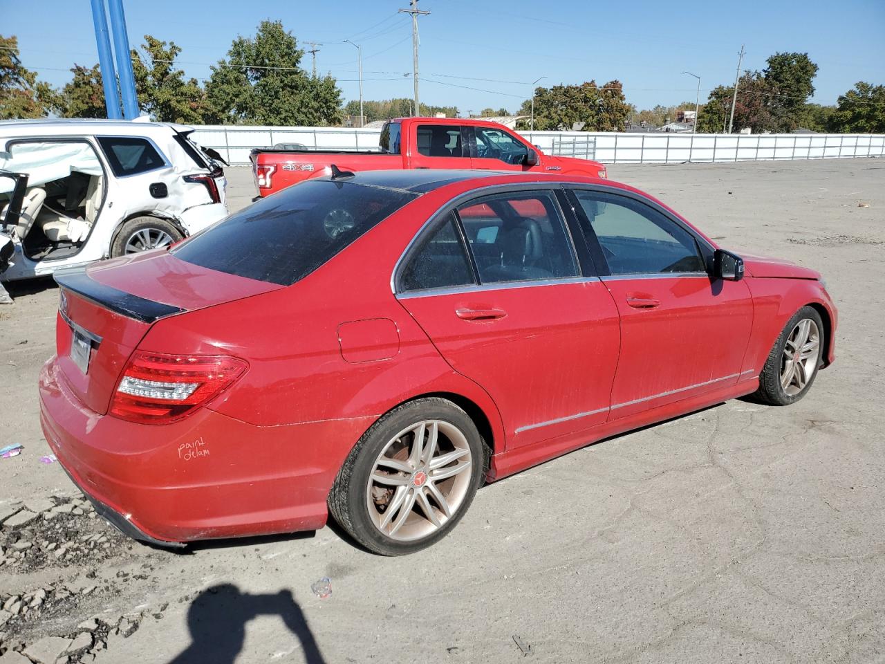 2013 Mercedes-Benz C-klasse VIN WDDGF8AB1DR299016 Copart auction photo, side / front end damage thumbnail 3