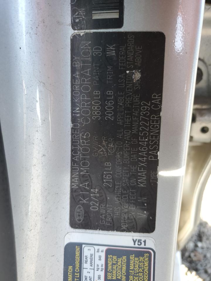 2014 KIA Forte VIN KNAFX4A64E5227392 Copart auction photo, mechanical / minor dent/scratches damage thumbnail 13
