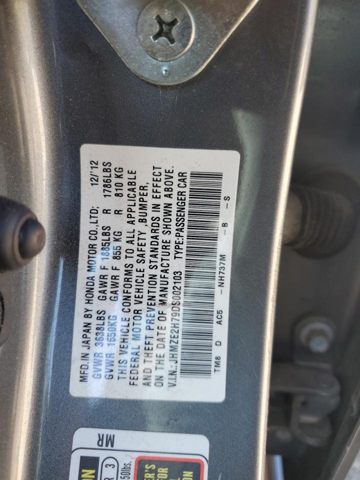 2013 Honda Insight VIN JHMZE2H79DS002103 Copart auction photo, front end damage thumbnail 14