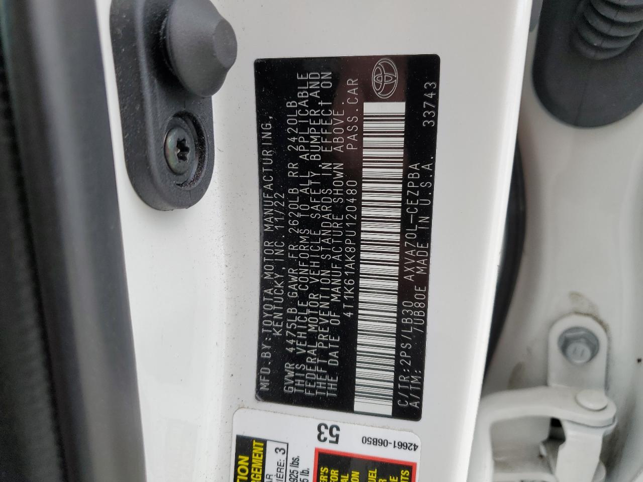 2023 Toyota Camry VIN 4T1K61AK8PU120480 Copart auction photo, front end / mechanical damage thumbnail 15