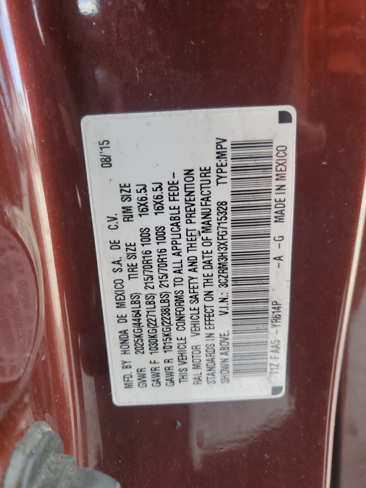2015 Honda CR-V VIN 3CZRM3H3XFG715328 Copart auction photo, burn damage thumbnail 13