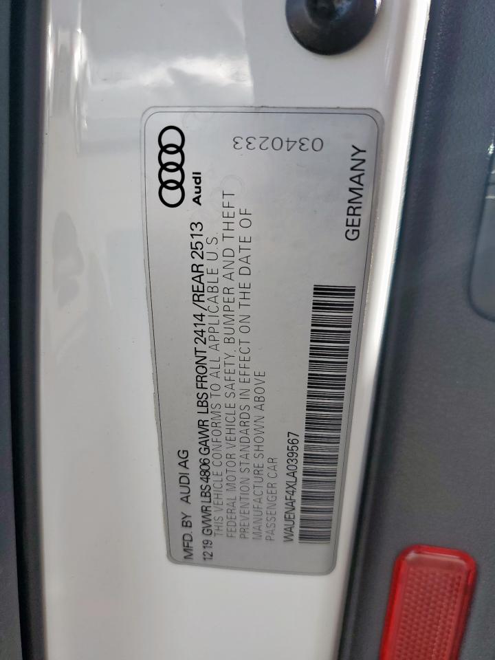 2020 Audi A4 VIN WAUENAF4XLA039567 Copart auction photo, front end damage thumbnail 14