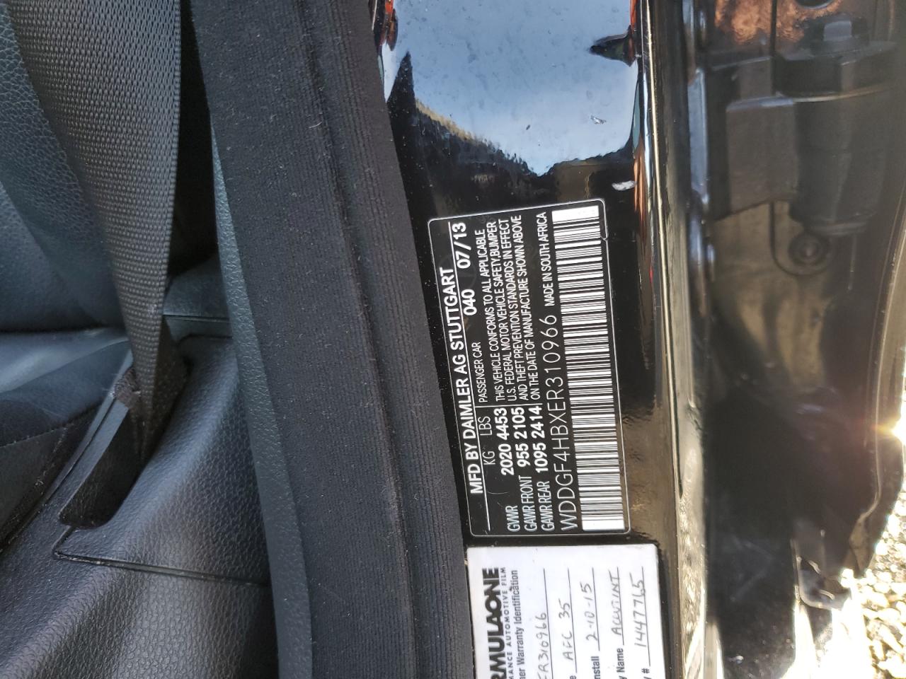 2014 Mercedes-Benz C-klasse VIN WDDGF4HBXER310966 Copart auction photo, front end damage thumbnail 12