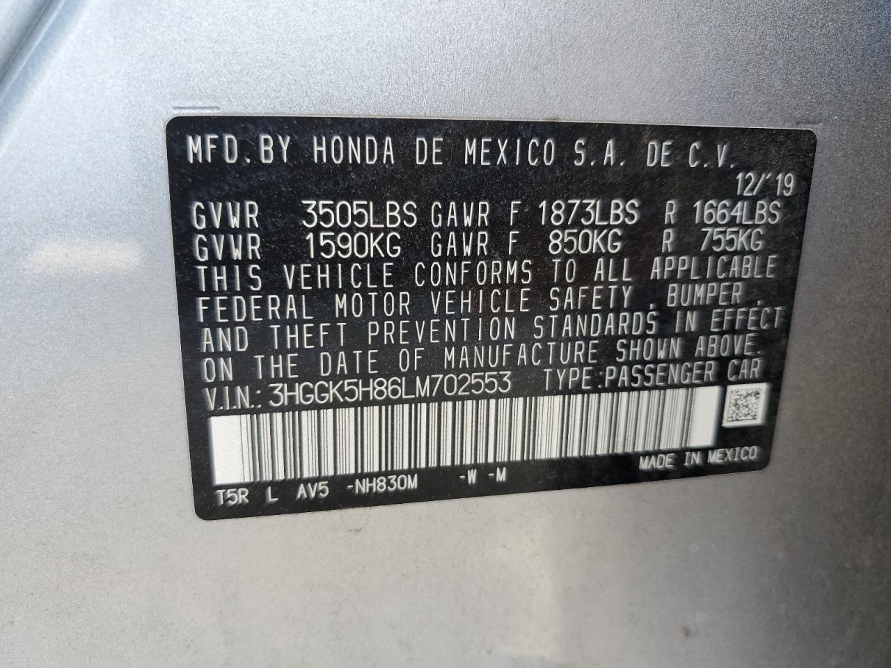2020 Honda Fit VIN 3HGGK5H86LM702553 Copart auction photo, front end / minor dent/scratches damage thumbnail 12