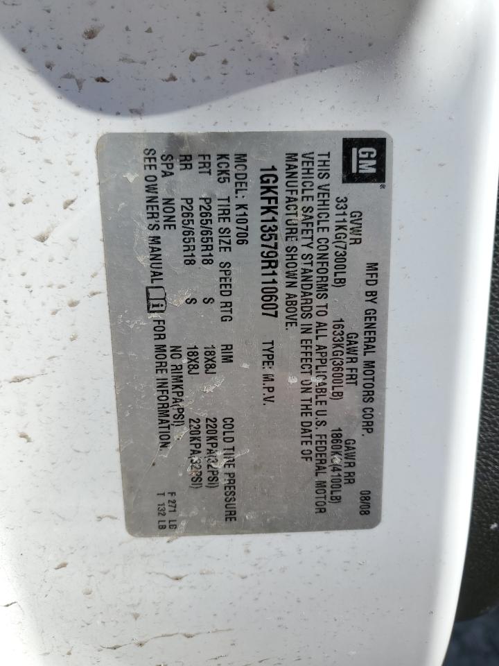 2009 GMC Yukon VIN 1GKFK13579R110607 Copart auction photo, front end / side damage thumbnail 14