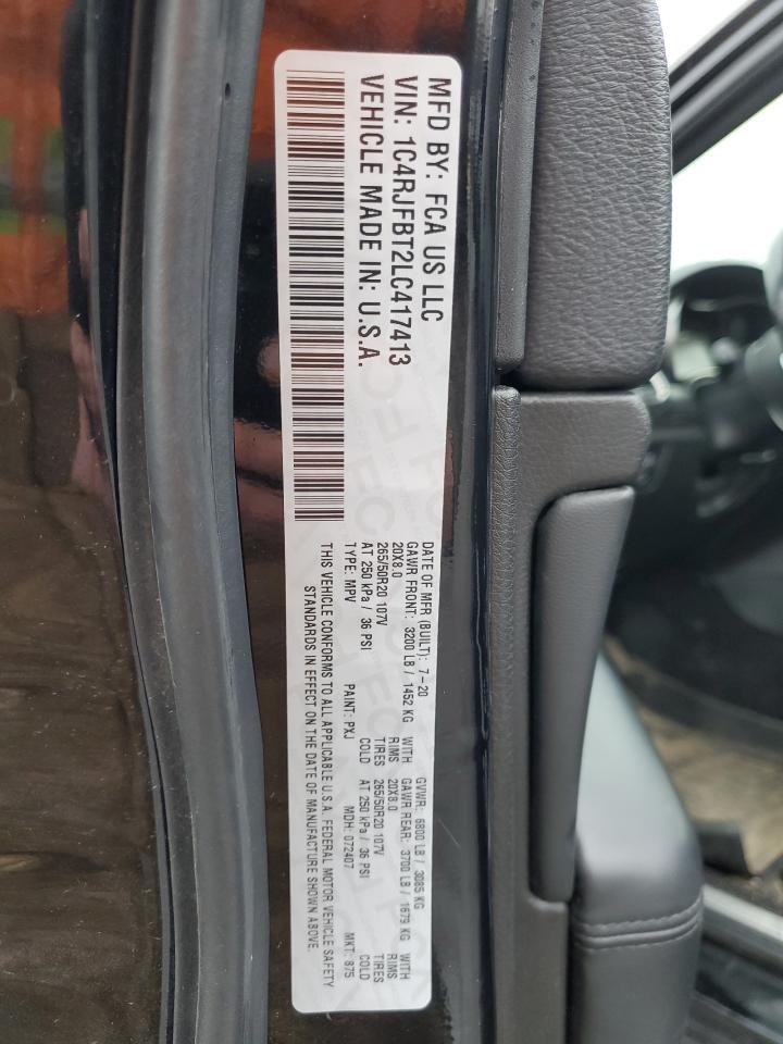 2020 Jeep Grand Cherokee VIN 1C4RJFBT2LC417413 Copart auction photo, front end / minor dent/scratches damage thumbnail 13