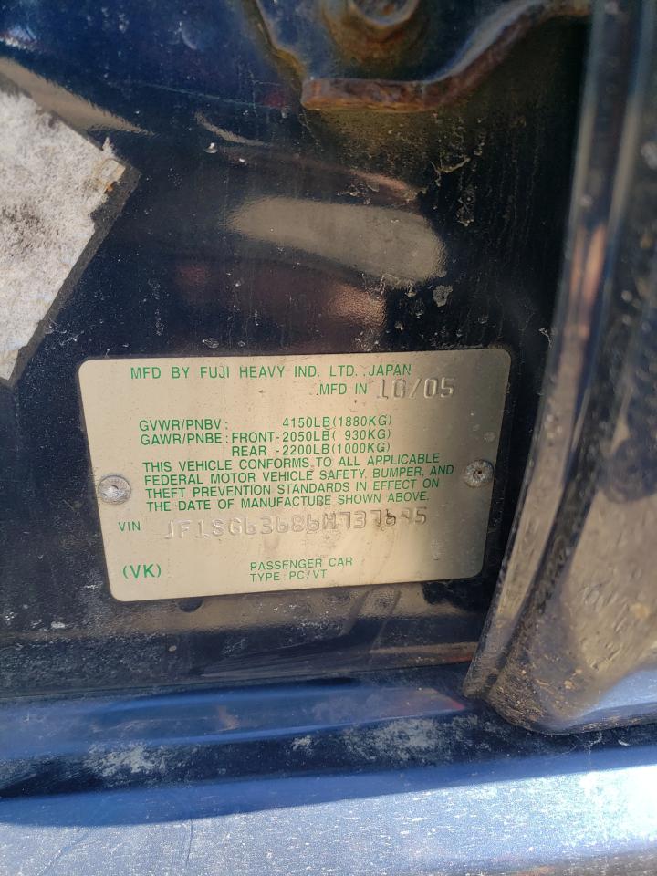 2006 Subaru Forester VIN JF1SG63686H737695 Copart auction photo, front end / rear end damage thumbnail 15
