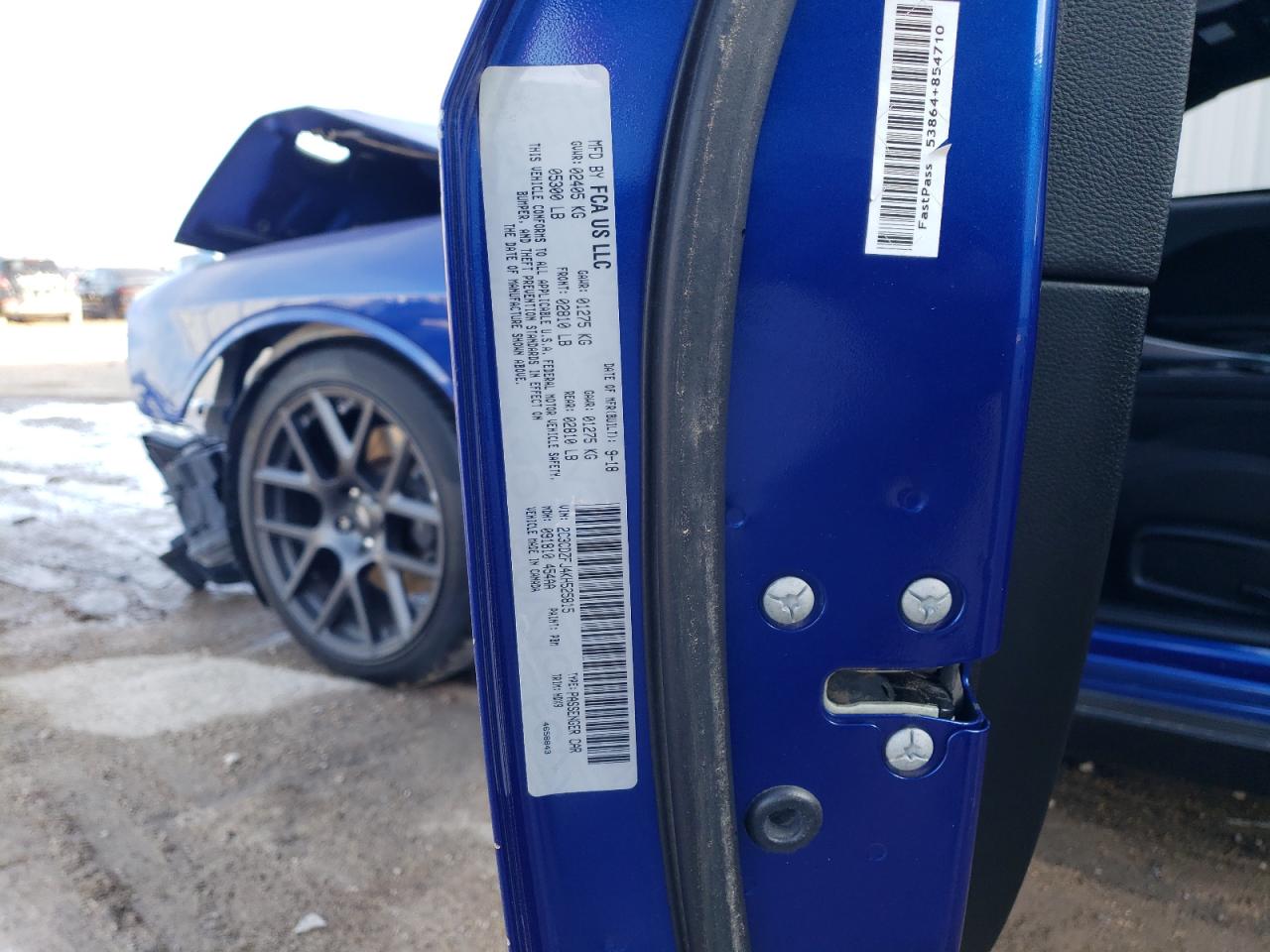 2019 Dodge Challenger VIN 2C3CDZFJ4KH525815 Copart auction photo, front end / side damage thumbnail 13