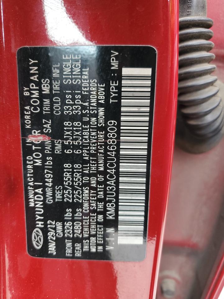 2012 Hyundai Tucson VIN KM8JU3AC4CU468809 Copart auction photo, side damage thumbnail 13
