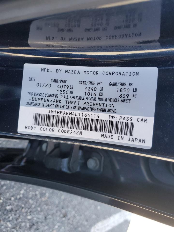 2020 Mazda 3 VIN JM1BPAEM4L1164114 Copart auction photo, rear end / side damage thumbnail 14