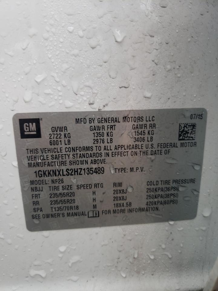 2017 GMC Acadia VIN 1GKKNXLS2HZ135489 Copart auction photo, side damage thumbnail 13