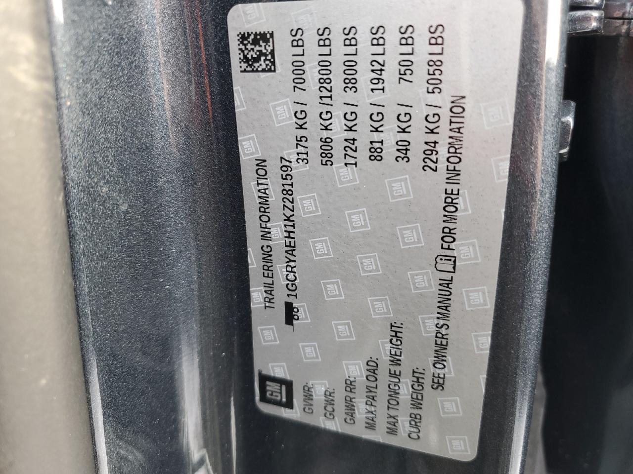 2019 Chevrolet Silverado VIN 1GCRYAEH1KZ281597 Copart auction photo, front end damage thumbnail 14