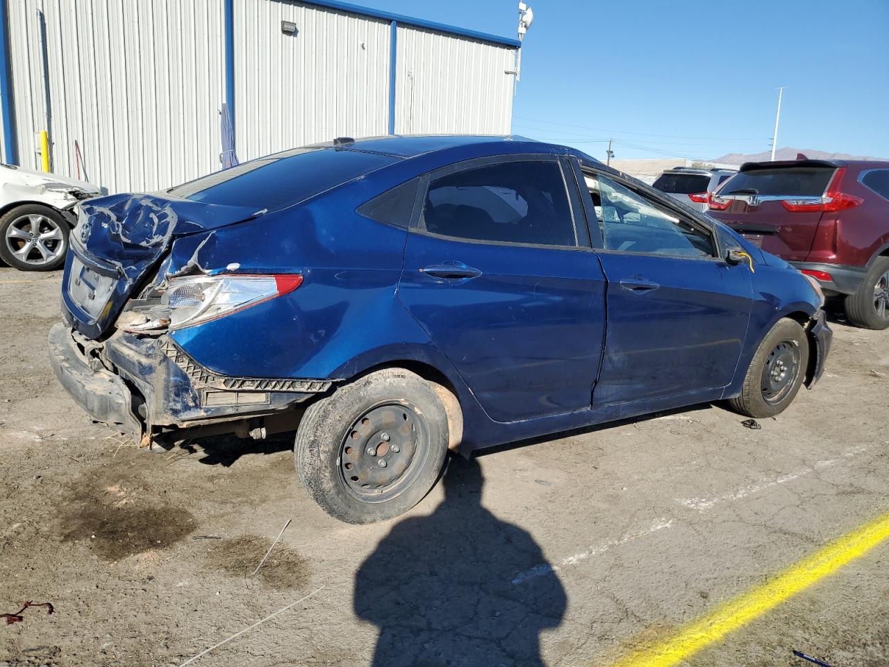2015 Hyundai Accent VIN KMHCT4AEXFU883608 Copart auction photo, rollover damage thumbnail 3