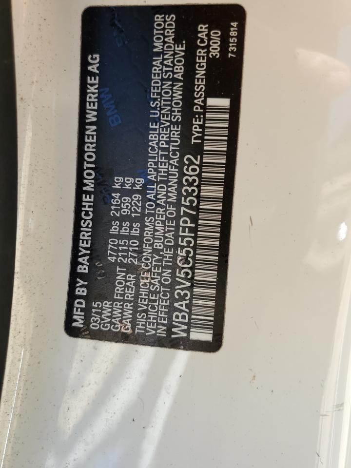 2015 BMW 4er VIN WBA3V5C55FP753362 Copart auction photo, front end damage thumbnail 13