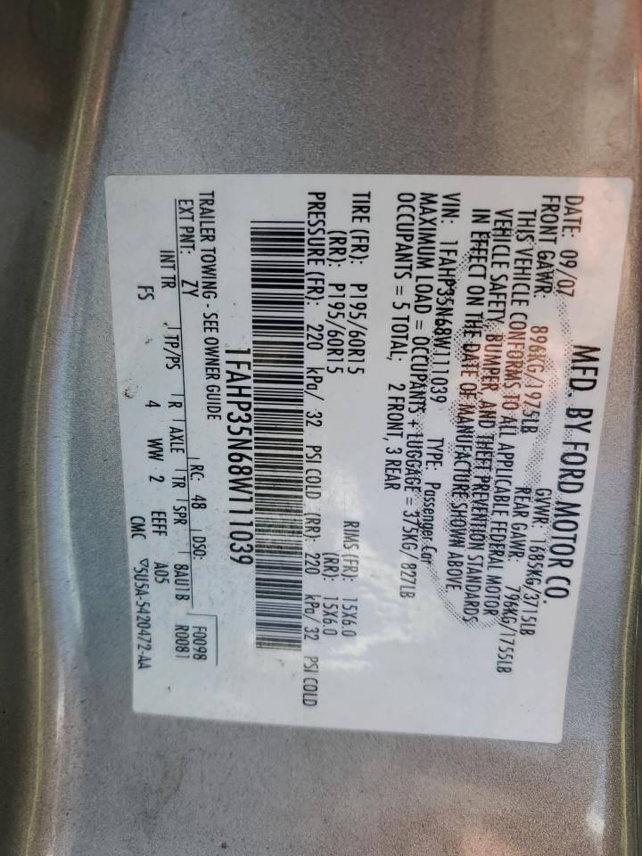 2008 Ford Focus VIN 1FAHP35N68W111039 Copart auction photo, front end damage thumbnail 12
