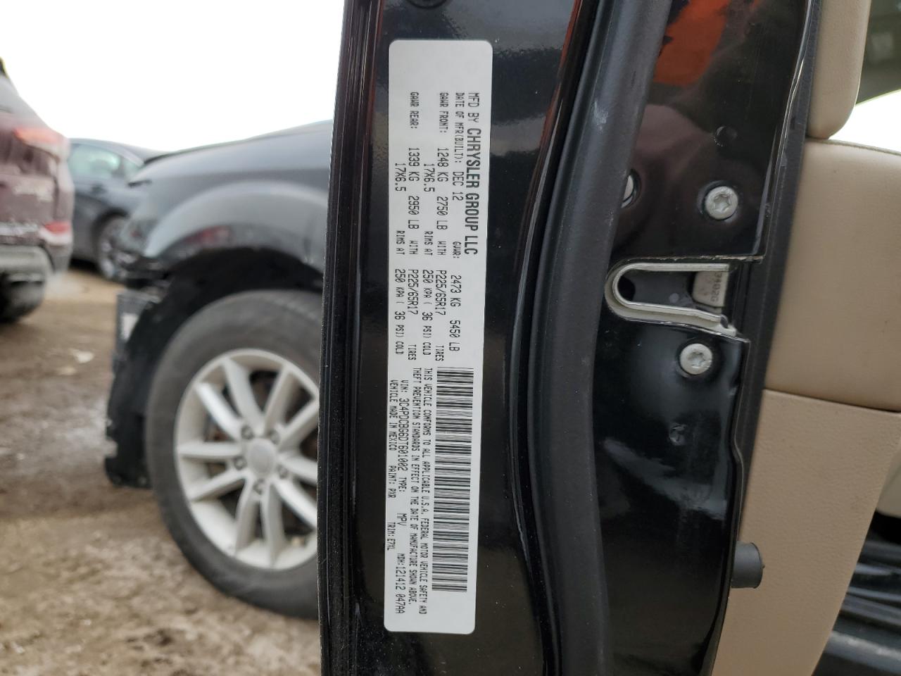 2013 Dodge Journey VIN 3C4PDCBG6DT601002 Copart auction photo, front end / side damage thumbnail 14