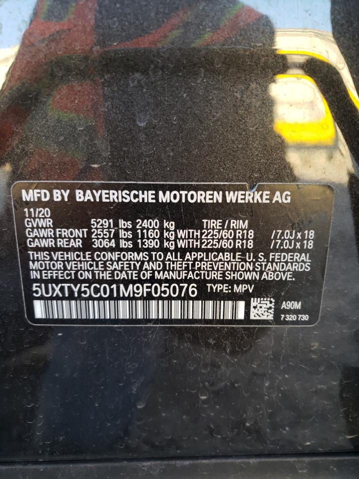 2021 BMW X3 VIN 5UXTY5C01M9F05076 Copart auction photo, rear end / minor dent/scratches damage thumbnail 14