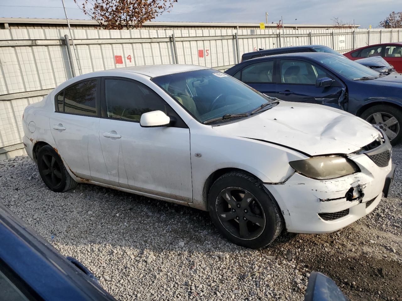 2004 Mazda 3 VIN JM1BK12F341168774 Copart auction photo, front end / side damage thumbnail 4