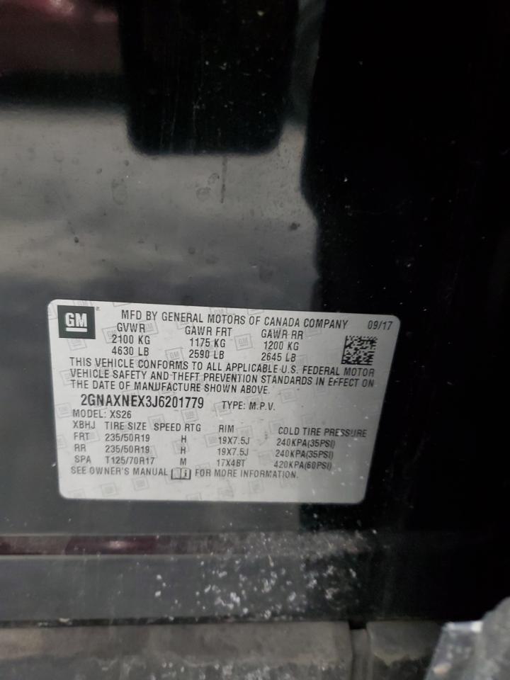 2018 Chevrolet Equinox VIN 2GNAXNEX3J6201779 Copart auction photo, front end damage thumbnail 13