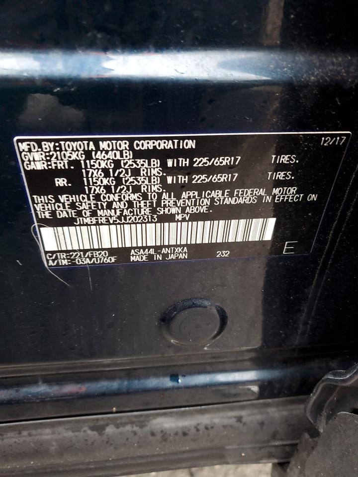 2018 Toyota RAV 4 VIN JTMBFREV5JJ202313 Copart auction photo, all over damage thumbnail 13