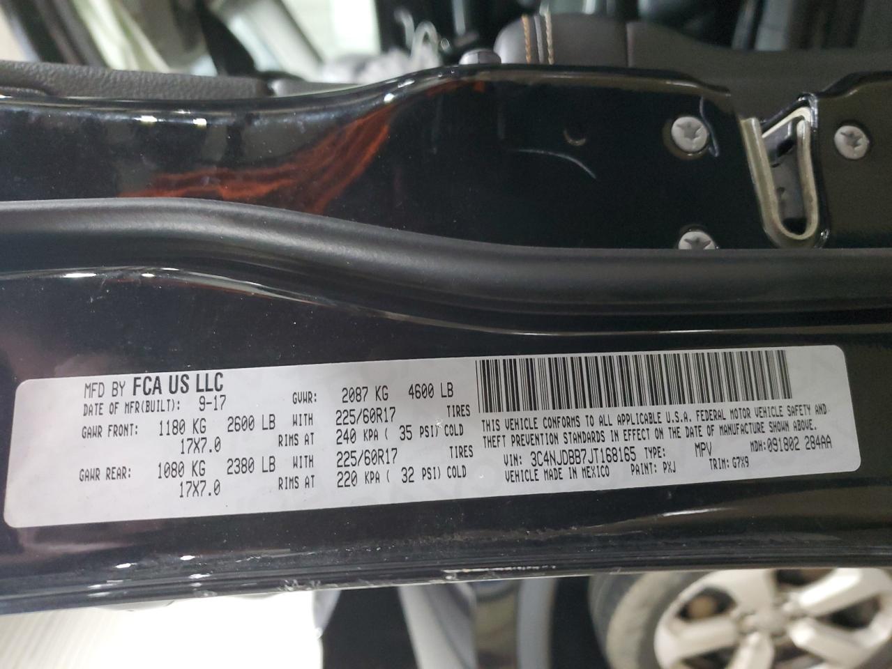 2018 Jeep Compass VIN 3C4NJDBB7JT168165 Copart auction photo, front end damage thumbnail 13