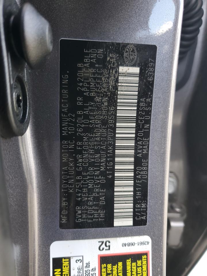 2023 Toyota Camry VIN 4T1G11AK3PU739556 Copart auction photo, side / front end damage thumbnail 14