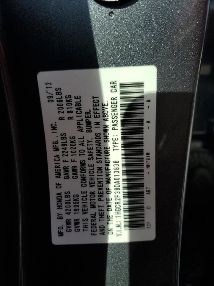 2013 Honda Accord VIN 1HGCR2F38DA013838 Copart auction photo, front end damage thumbnail 12