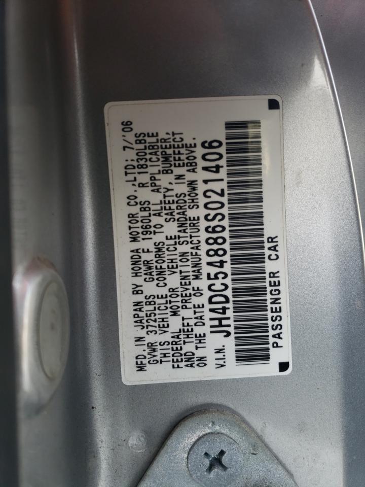 2006 Acura RSX VIN JH4DC54886S021406 Copart auction photo, front end / rear end damage thumbnail 12