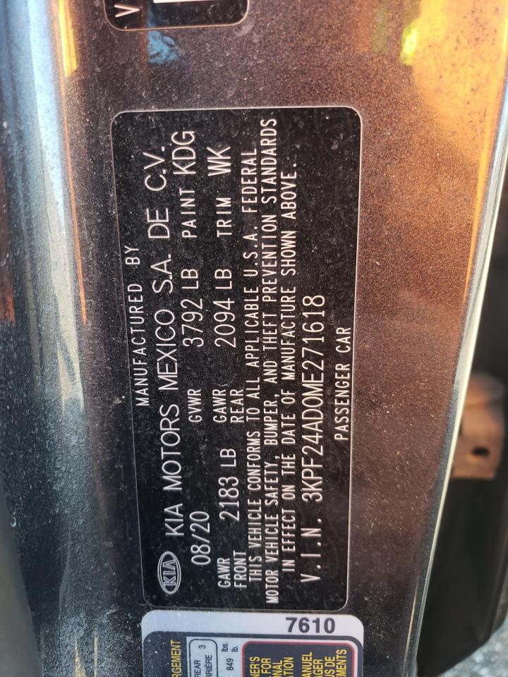 2021 KIA Forte VIN 3KPF24AD0ME271618 Copart auction photo, front end / top/roof damage thumbnail 14