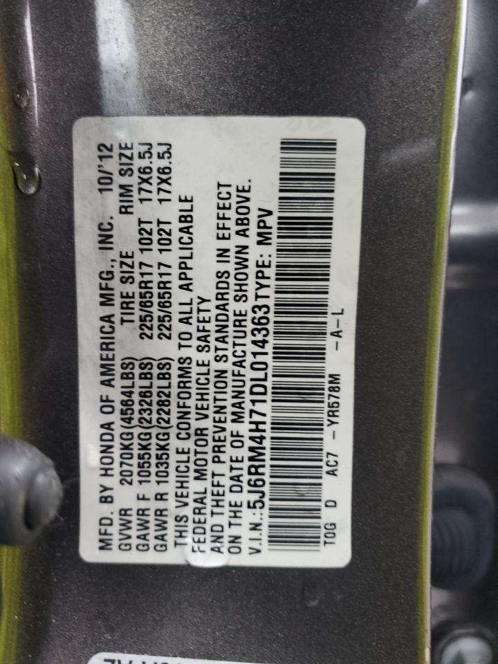 2013 Honda CR-V VIN 5J6RM4H71DL014363 Copart auction photo, front end damage thumbnail 15