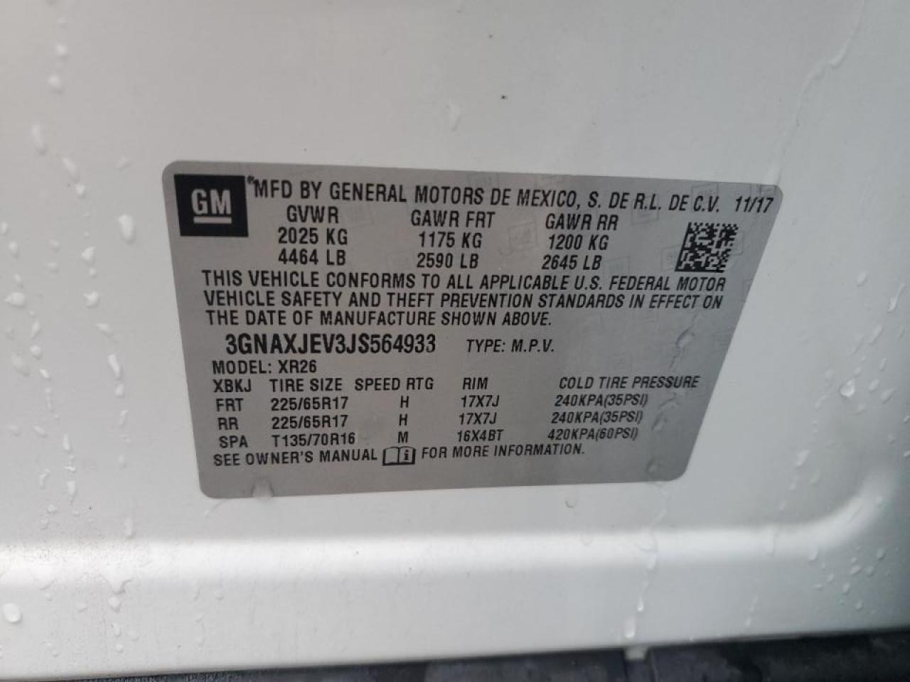 2018 Chevrolet Equinox VIN 3GNAXJEV3JS564933 Copart auction photo, front end damage thumbnail 12