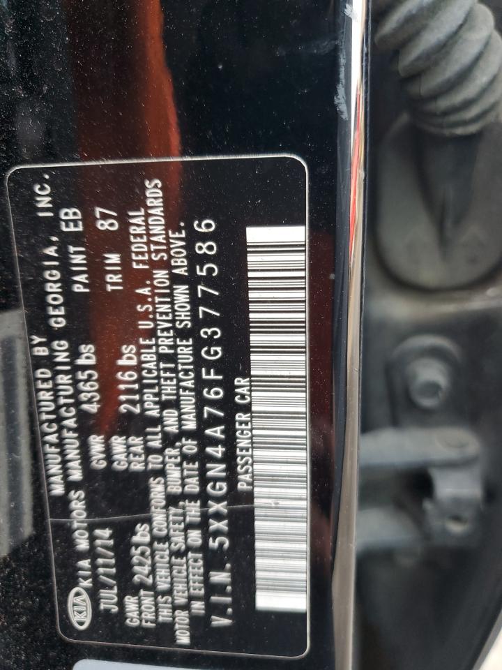 2015 KIA Optima VIN 5XXGN4A76FG377586 Copart auction photo, front end damage thumbnail 14