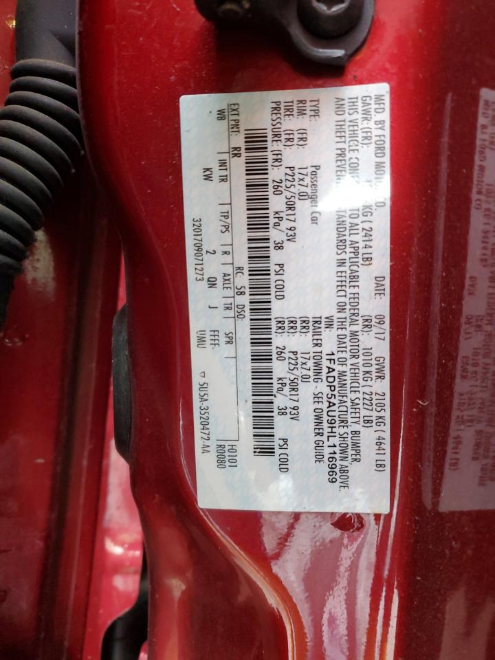 2017 Ford C-MAX VIN 1FADP5AU9HL116969 Copart auction photo, front end / rear end damage thumbnail 13