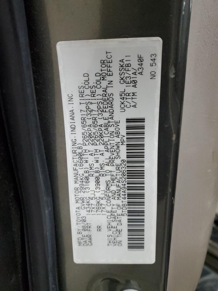 2004 Toyota Sequoia VIN 5TDBT44A94S206320 Copart auction photo, undercarriage / minor dent/scratches damage thumbnail 12