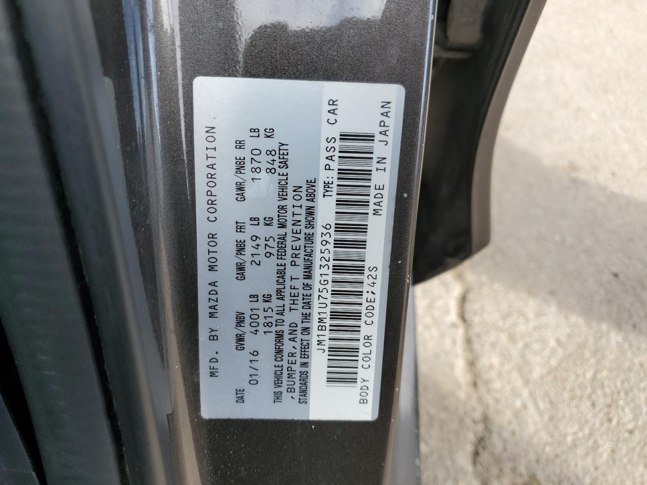 2016 Mazda 3 VIN JM1BM1U75G1325936 Copart auction photo, front end damage thumbnail 14