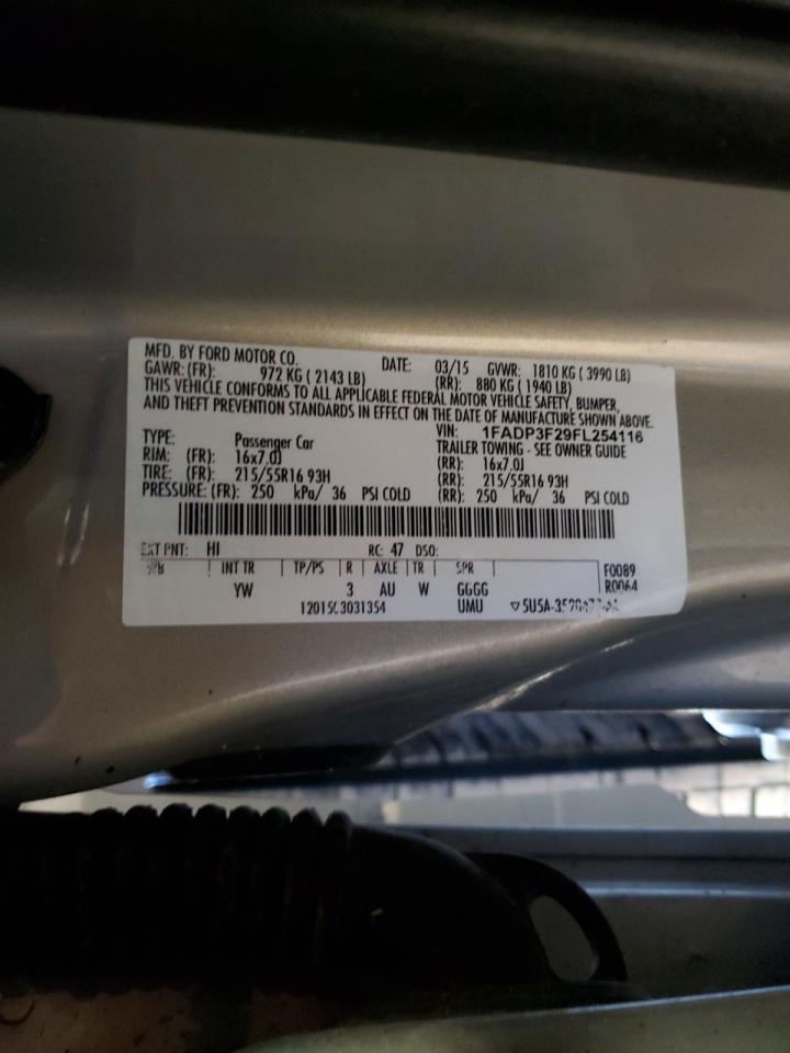 2015 Ford Focus VIN 1FADP3F29FL254116 Copart auction photo, all over / mechanical damage thumbnail 12