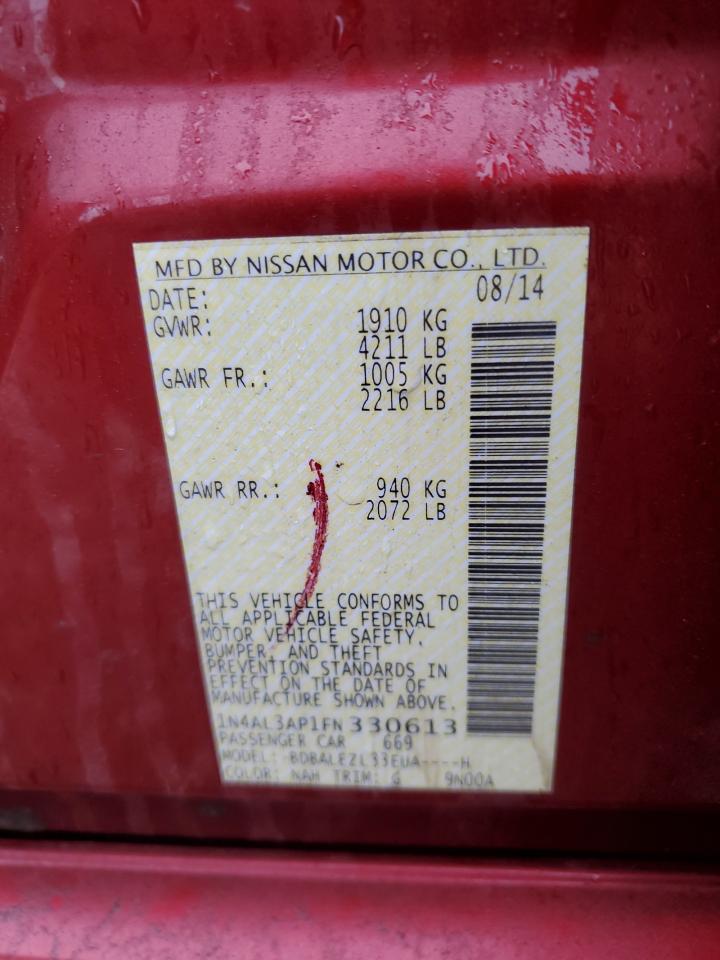 2015 Nissan Altima VIN 1N4AL3AP1FN330613 Copart auction photo, front end damage thumbnail 13