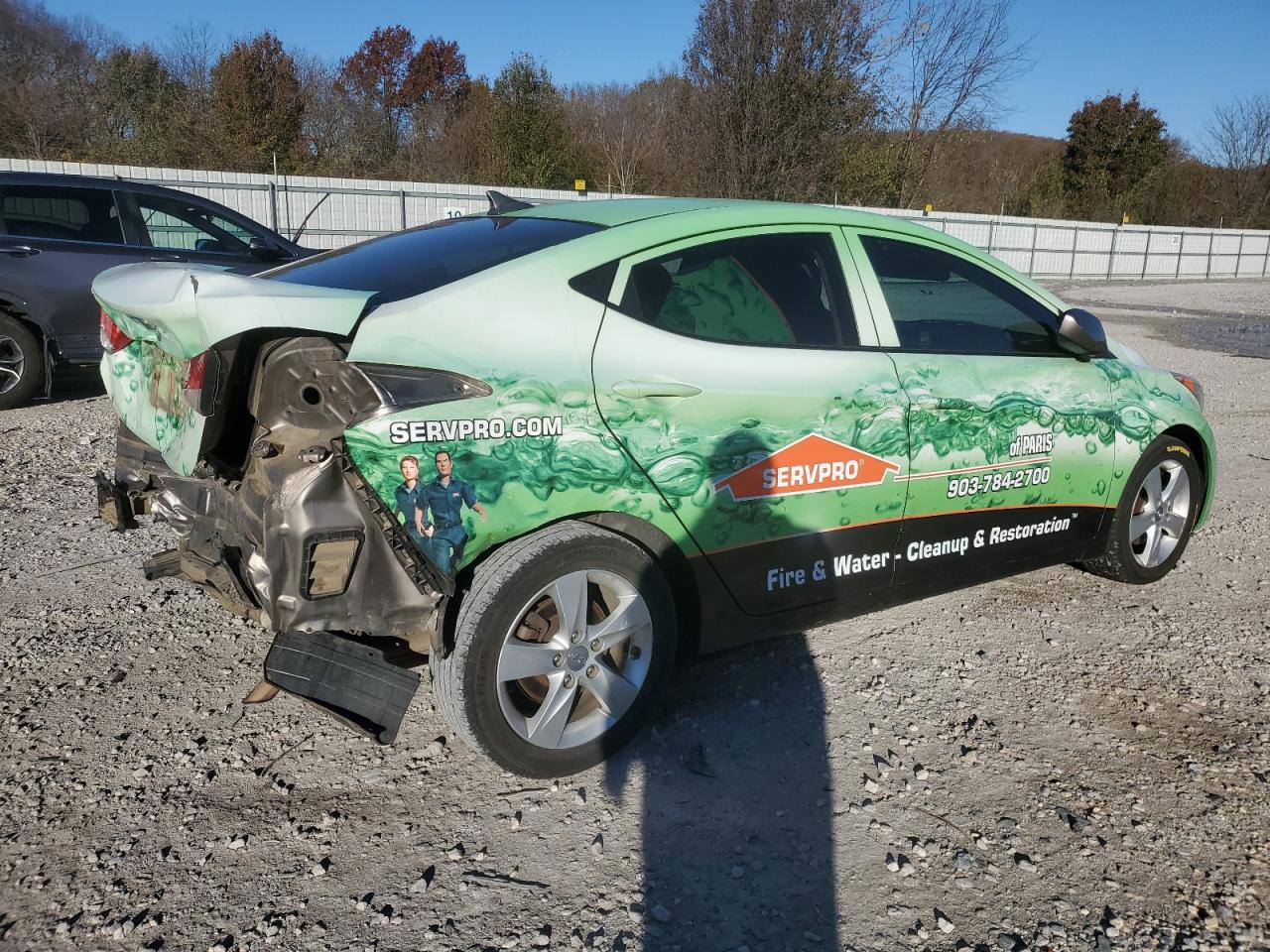 2013 Hyundai Elantra VIN 5NPDH4AE8DH370987 Copart auction photo, rear end damage thumbnail 3