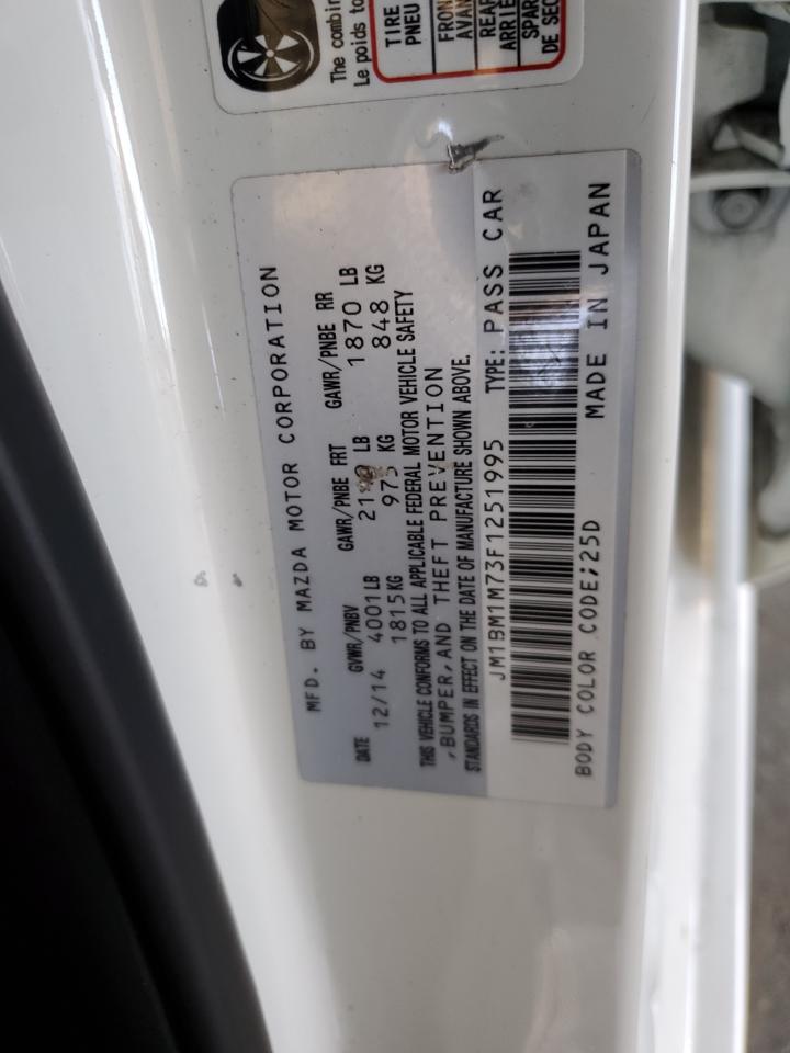 2015 Mazda 3 VIN JM1BM1M73F1251995 Copart auction photo, side / stripped damage thumbnail 12
