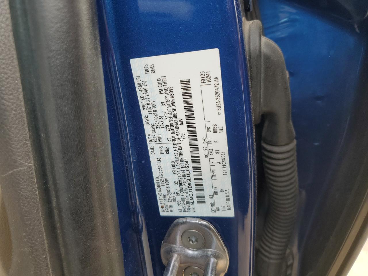 2020 Lincoln Corsair VIN 5LMCJ1D96LUL05341 Copart auction photo, front end damage thumbnail 15