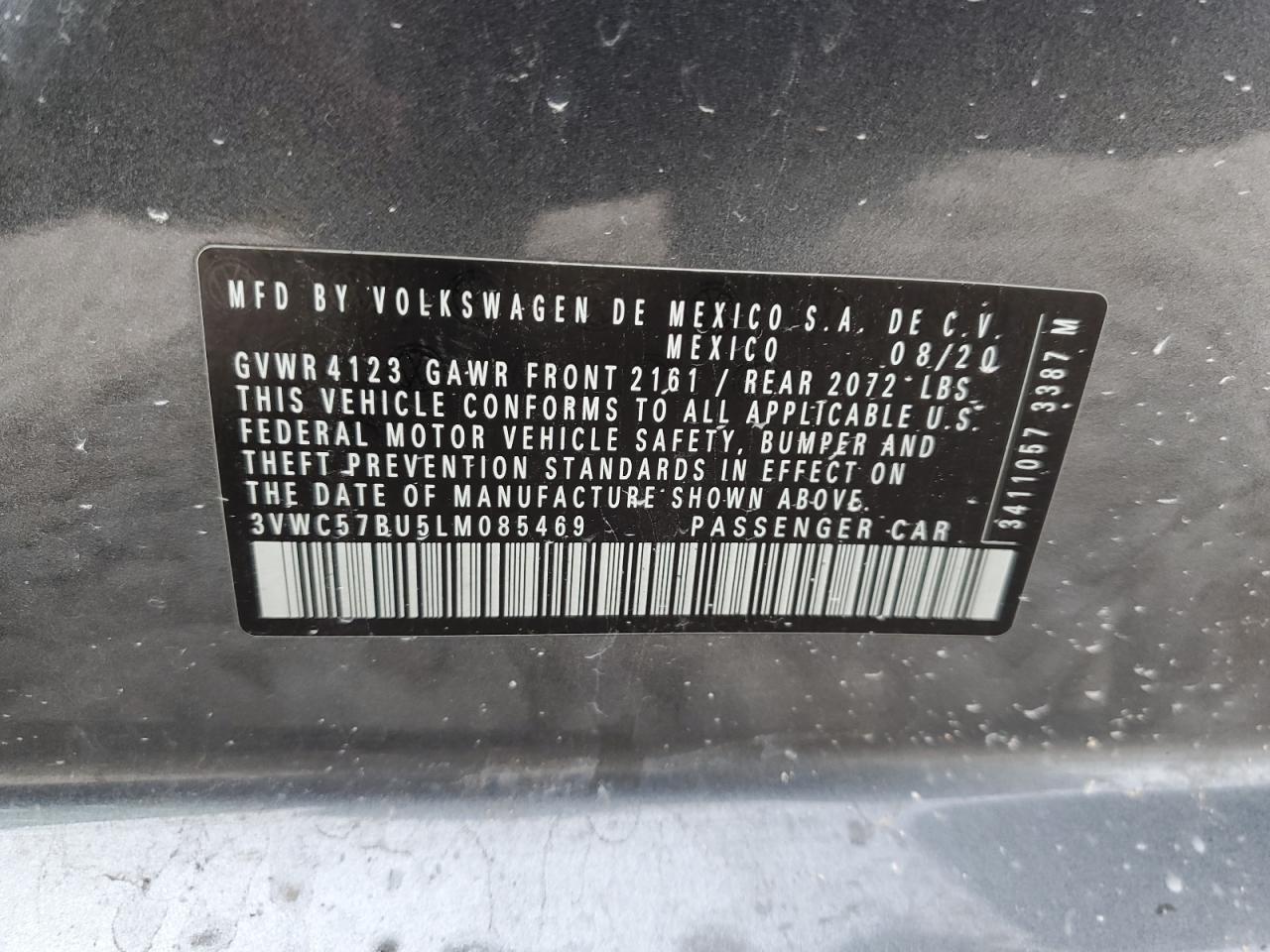 2020 Volkswagen Jetta VIN 3VWC57BU5LM085469 Copart auction photo, all over damage thumbnail 13