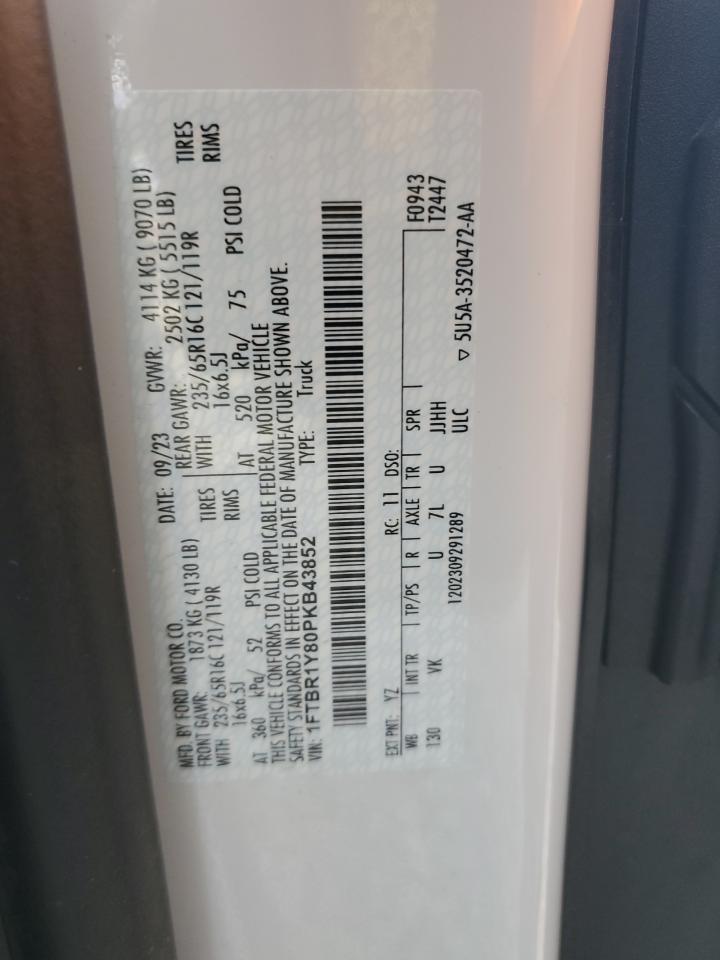 2023 Ford Transit VIN 1FTBR1Y80PKB43852 Copart auction photo, front end damage thumbnail 13