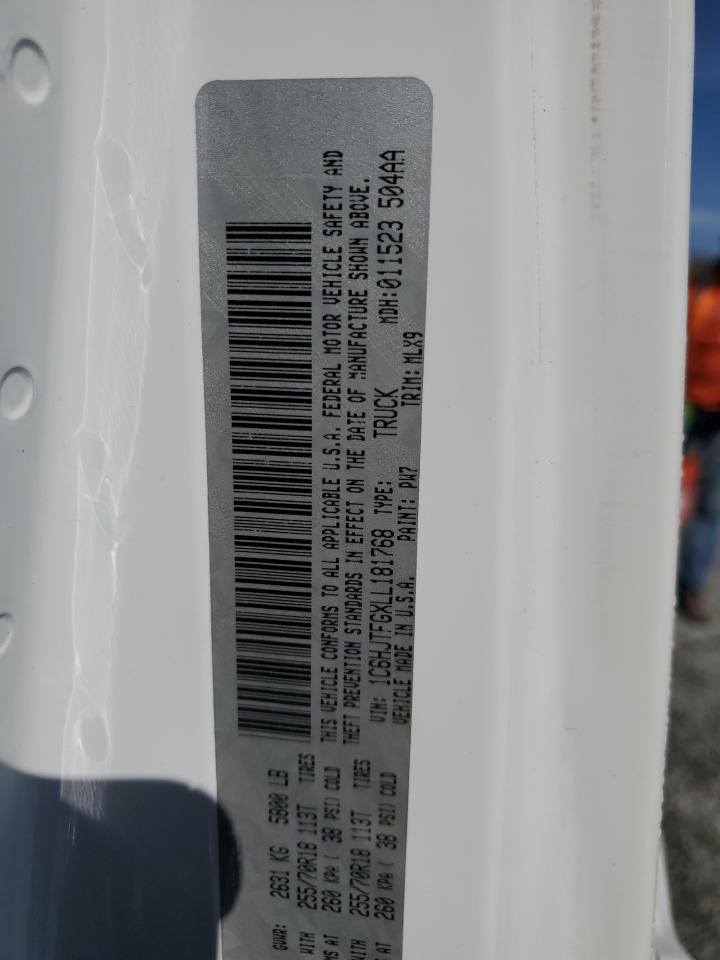 2020 Jeep Gladiator VIN 1C6HJTFGXLL181768 Copart auction photo, front end damage thumbnail 12