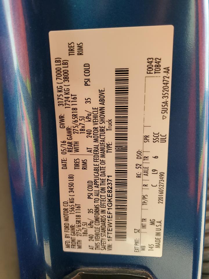 2016 Ford F-150 VIN 1FTEW1EF1GKE82371 Copart auction photo, rear end / front end damage thumbnail 12