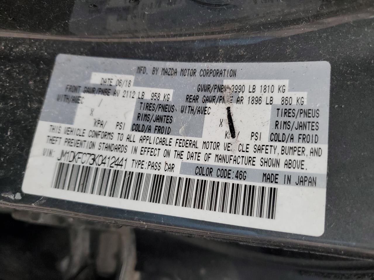 2019 Mazda CX-3 VIN JM1DKFC73K0412441 Copart auction photo, front end damage thumbnail 12