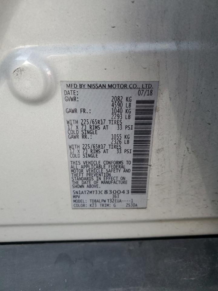 2018 Nissan Rogue VIN 5N1AT2MT3JC830043 Copart auction photo, side / rear end damage thumbnail 13