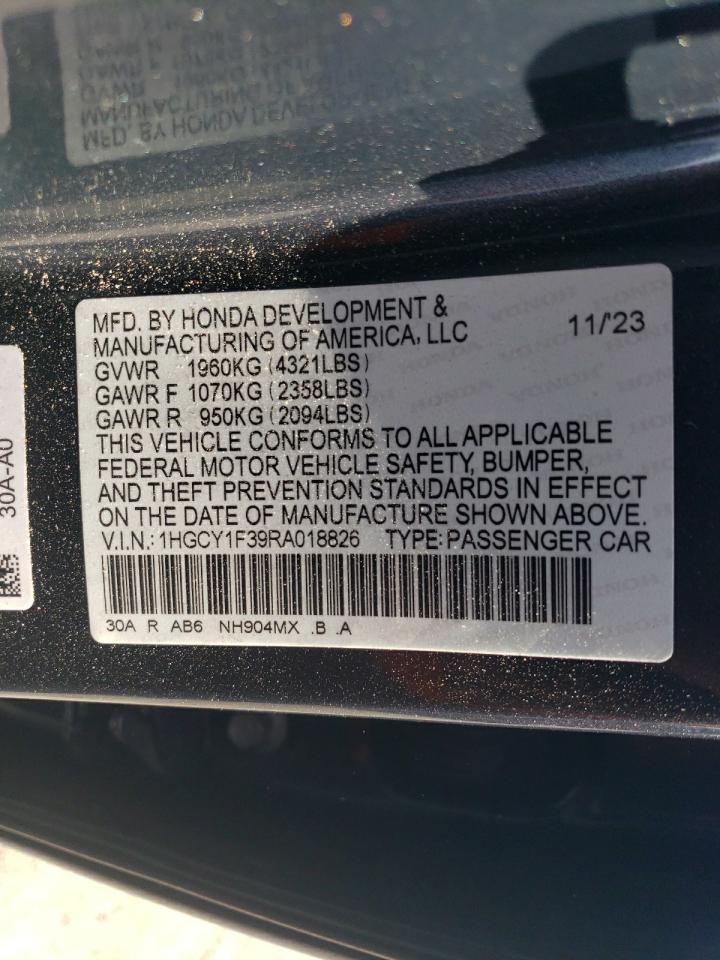 2024 Honda Accord VIN 1HGCY1F39RA018826 Copart auction photo, front end damage thumbnail 15