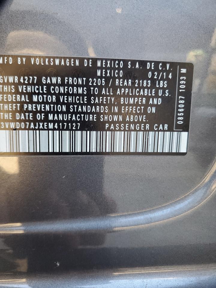 2014 Volkswagen Jetta VIN 3VWD07AJXEM417127 Copart auction photo, front end damage thumbnail 12