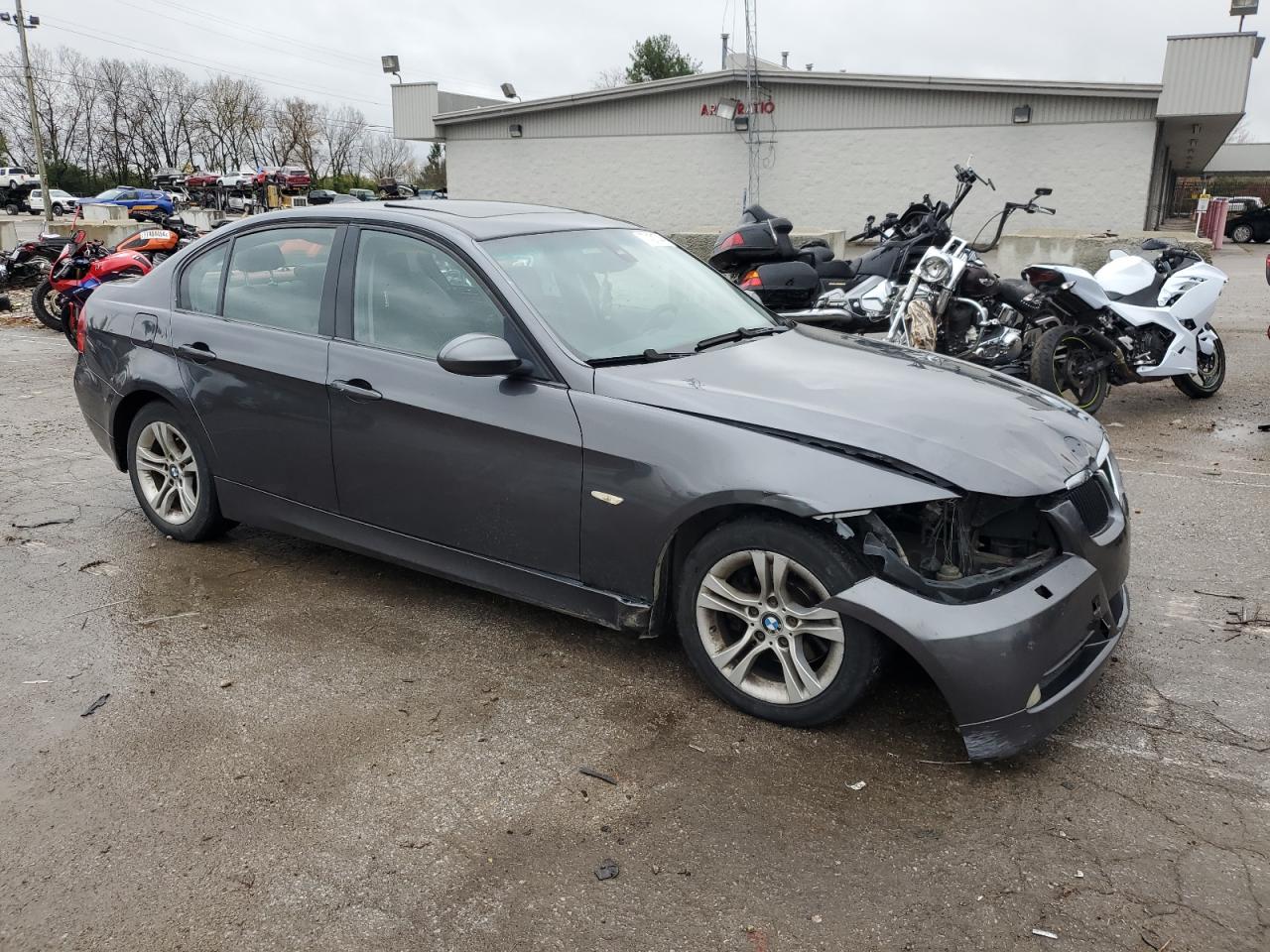 2008 BMW 3er VIN WBAVA37528NL58010 Copart auction photo, front end / side damage thumbnail 4