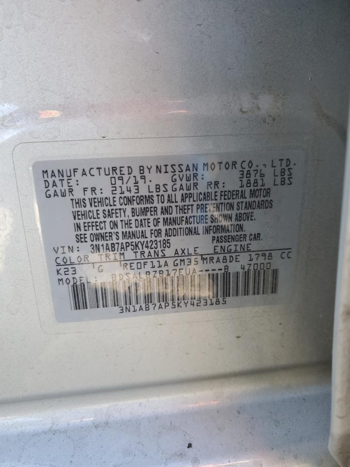 2019 Nissan Sentra VIN 3N1AB7AP5KY423185 Copart auction photo, all over damage thumbnail 13